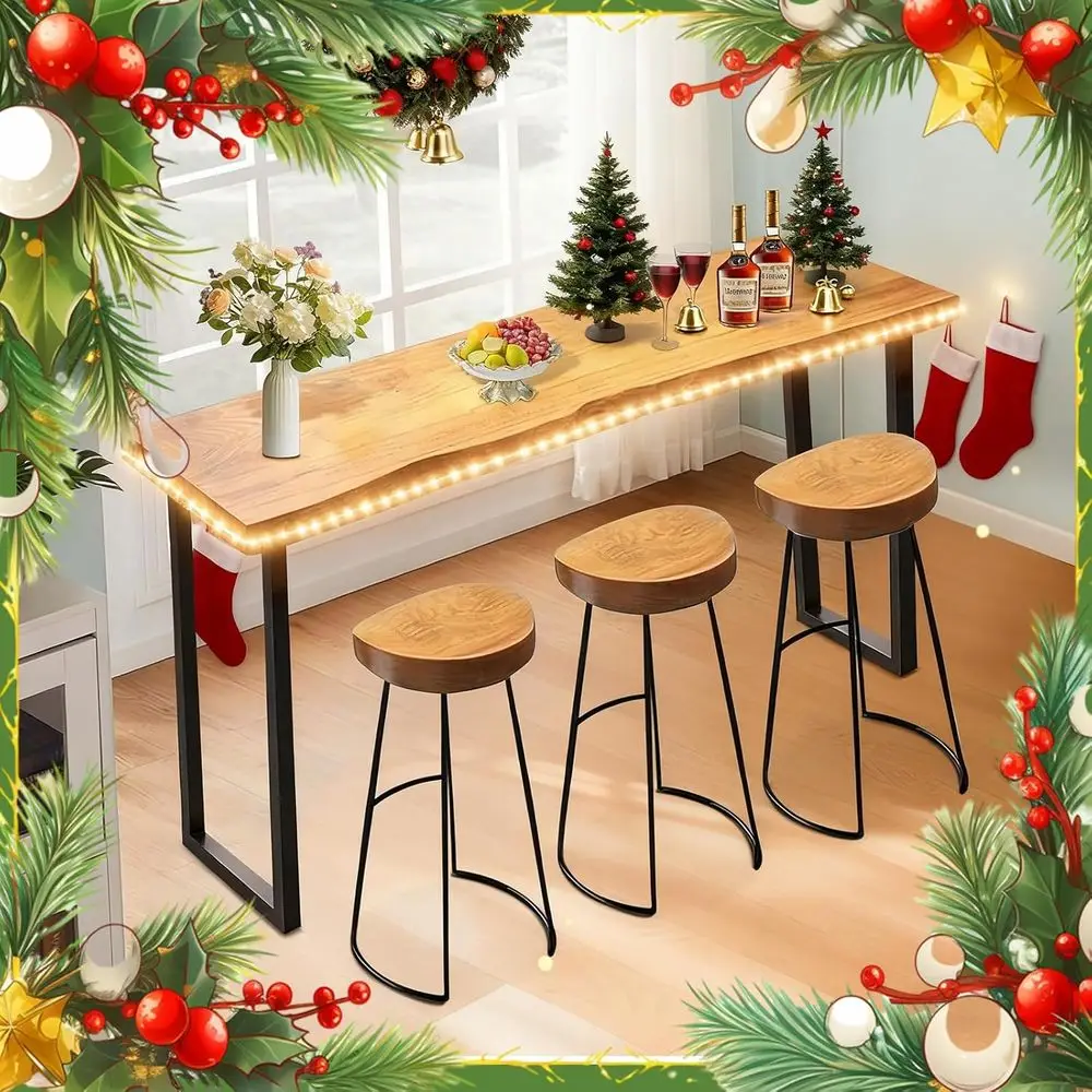 

Барный стол высотой, прямоугольный стол для паба 55 дюймов, промышленные узкие консольные столы для кухонного острова, столовой, гостиной, кафе, прочный металл