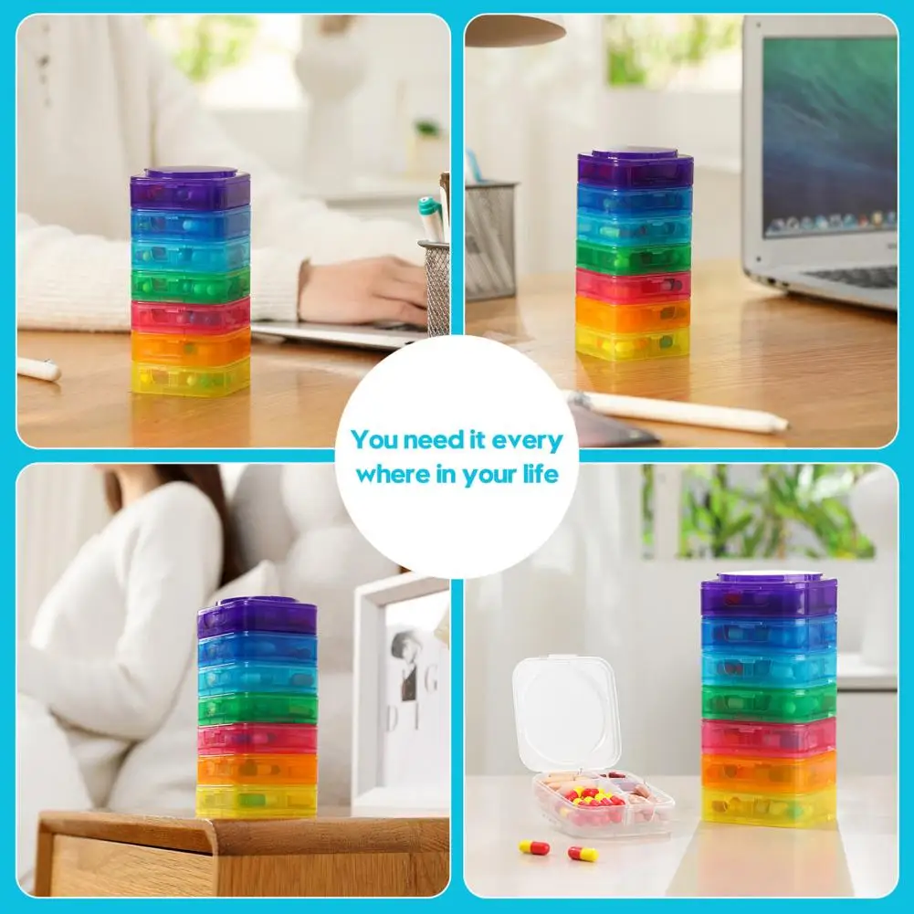 Pill Organizer Travel Pill Case 7pcs Pill Box Organizer Set Compact Modular Weekly Medication Container Detachable