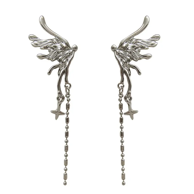 

*Trendy Jewelry 925 Silver Needle Butterfly Earrings 2023 Trend New Popular Style Metallic Star Dangle Earirngs For Women Girl