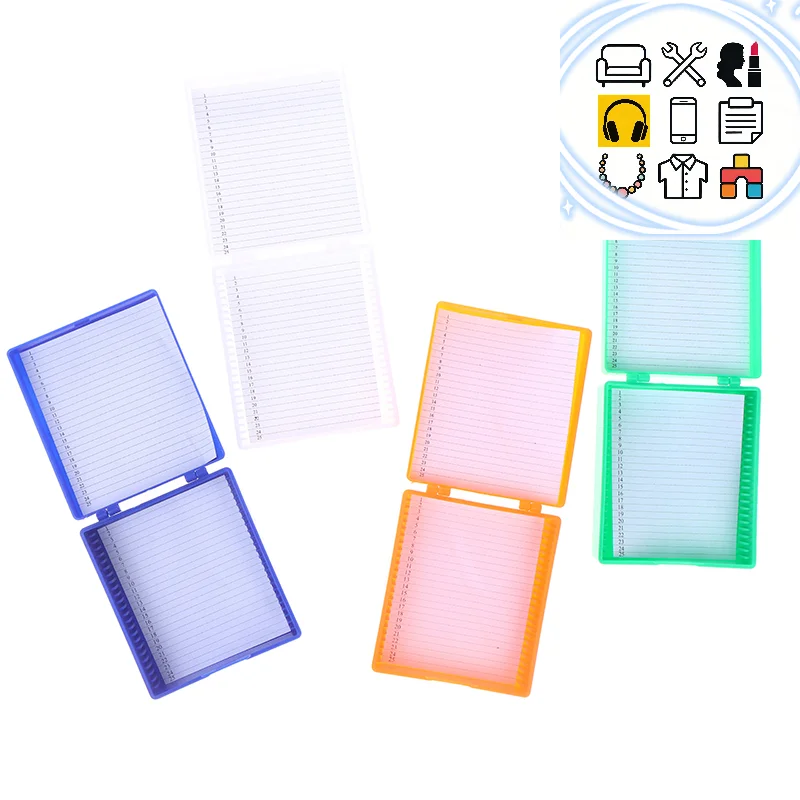 4 Color Plastic Microscope Glass Slide Box 25pcs Biological Slices Storage Case Holder For Prepared Microscope Slides