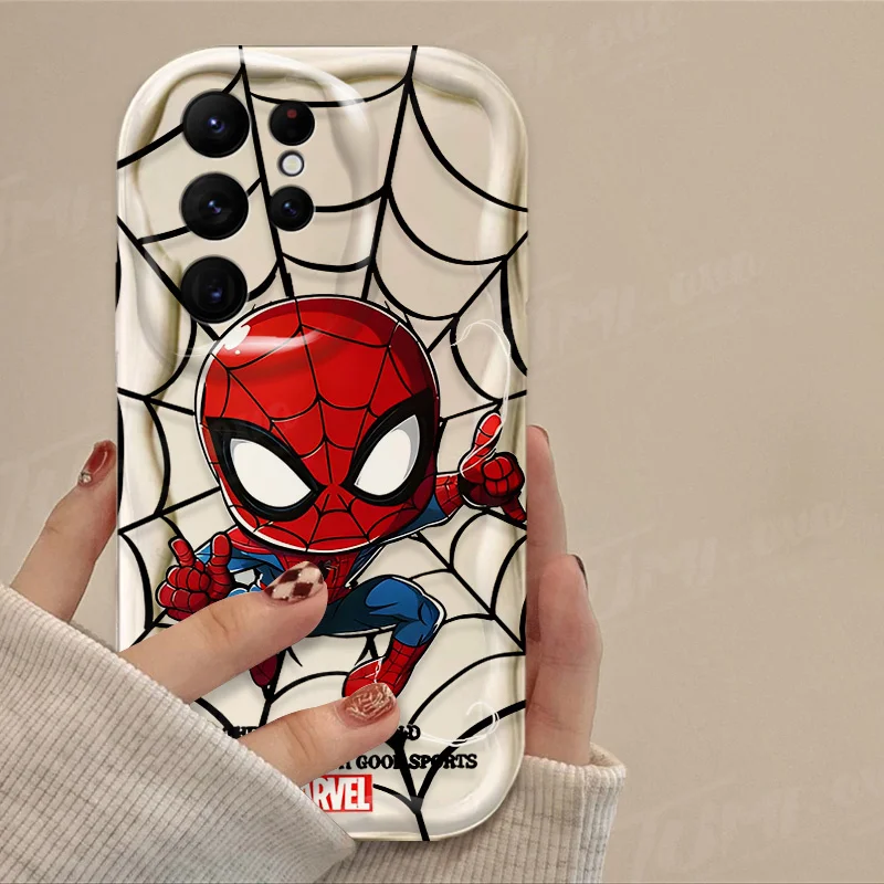 Marvel Spider Man Clear 3D Wave Case per Samsung Galaxy S24 Ultra S23 S22 Plus S21 S20 FE A25 A55 A35 A15 A05 A05S Soft Cover