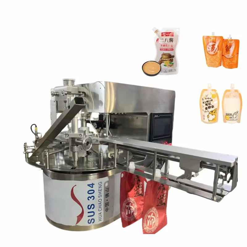 Auto Honey Liquid Filling Machine Drinks Cooking Oil Sachet Ketchup Peanut Butter Sauce Spout Pouch Filling And Capping Machine