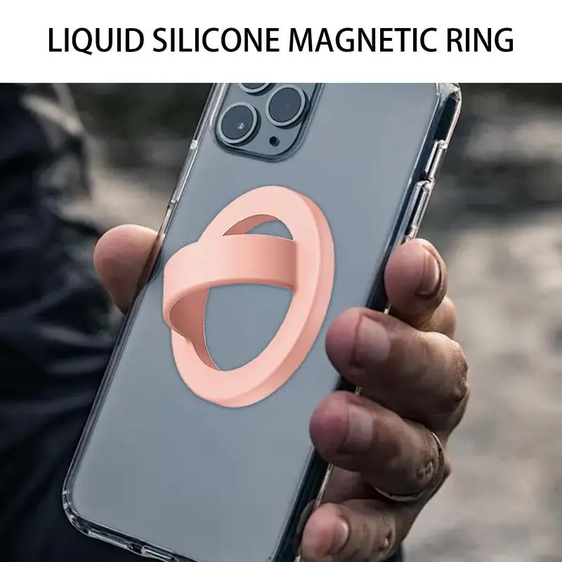 Magnet Ring For Phone Case Phone Grip Stand Phone Holder Liquid Silicone Cell Phone Holder Magnetic Phone Grip With Finger Strap