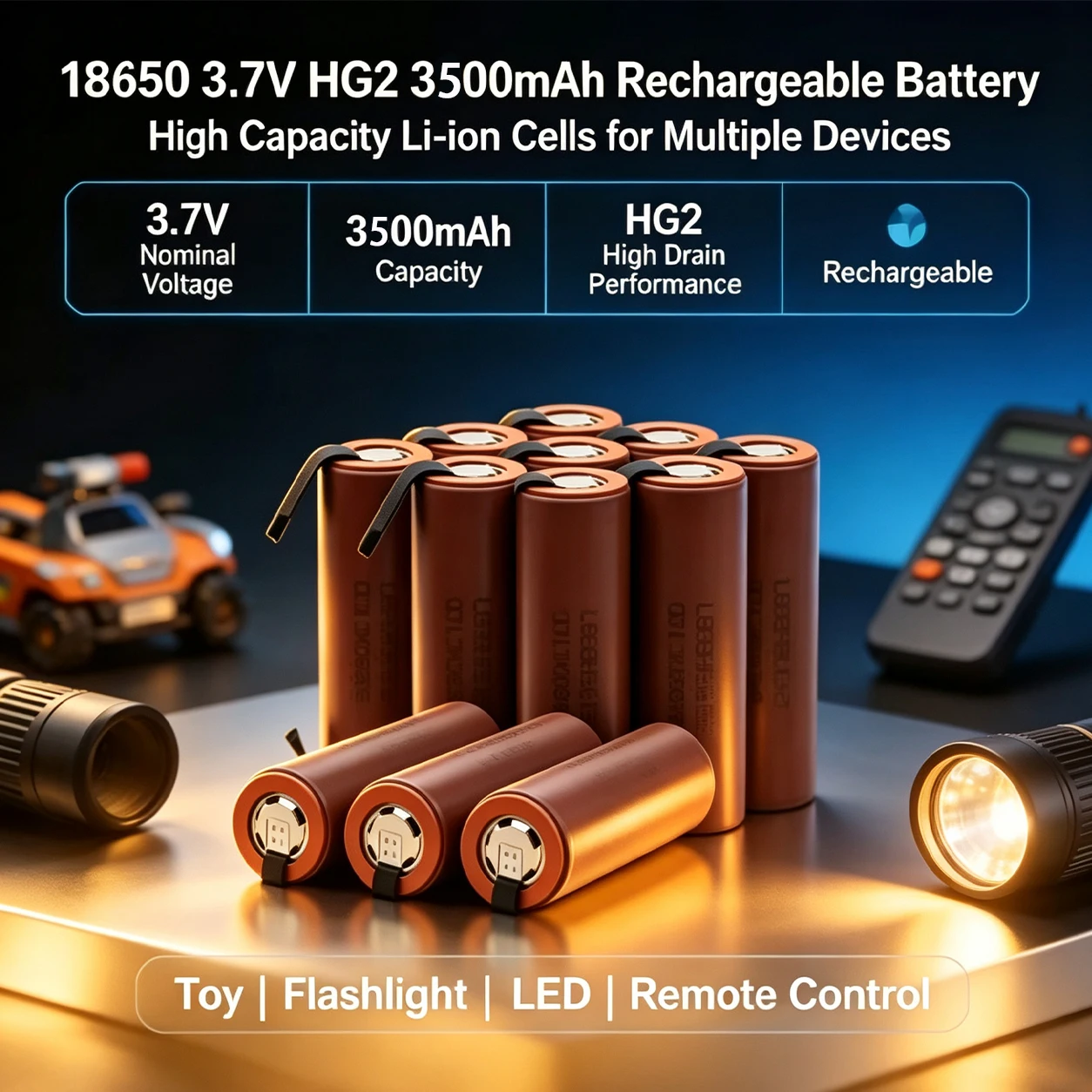 Nuova batteria agli ioni di litio 18650, 3.500 mAh, 3,7 V, 25 A; batteria 18650 HG2 ad alta potenza per utensili elettrici; batteria ricaricabile 18650 agli ioni di nichel-metallo per progetti