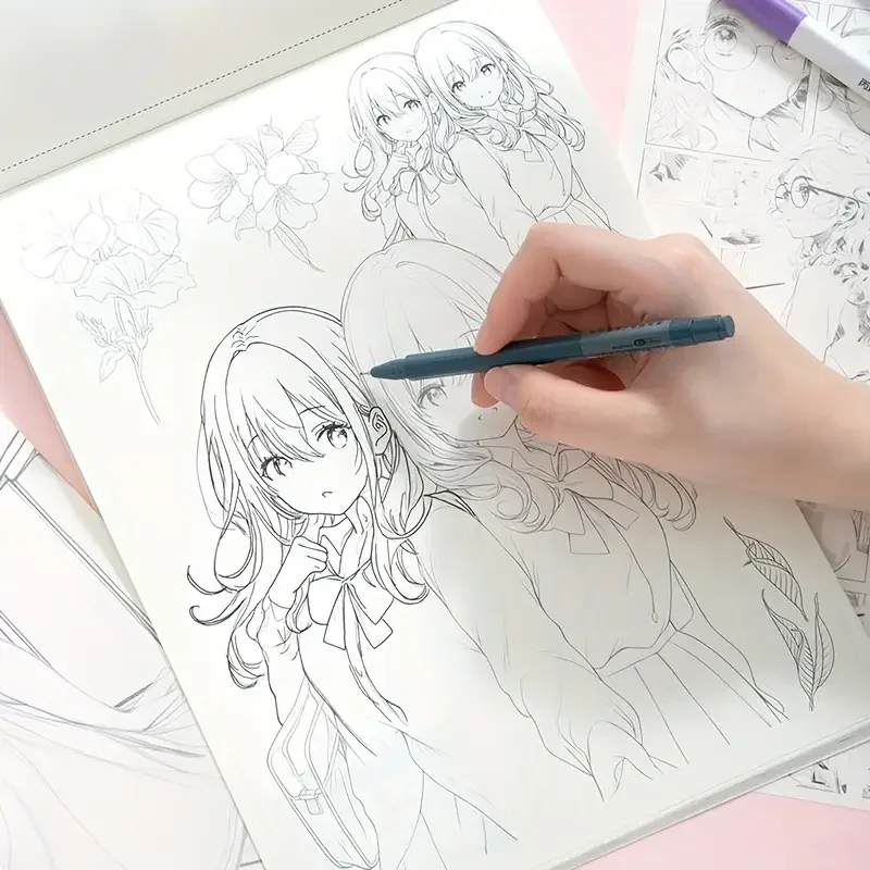 Beginners use anime character drawing exercise book to practice dynamic structure exercises