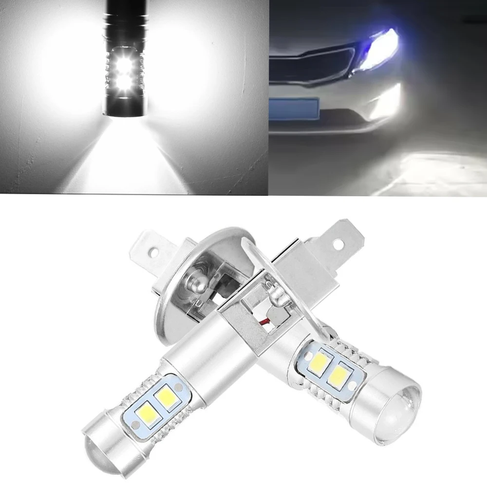2 Pcs H1 LED Headlight Bulbs 6000K Super Bright Car High Low Beam Motorcycle Headlights Auto Light Car Accessories