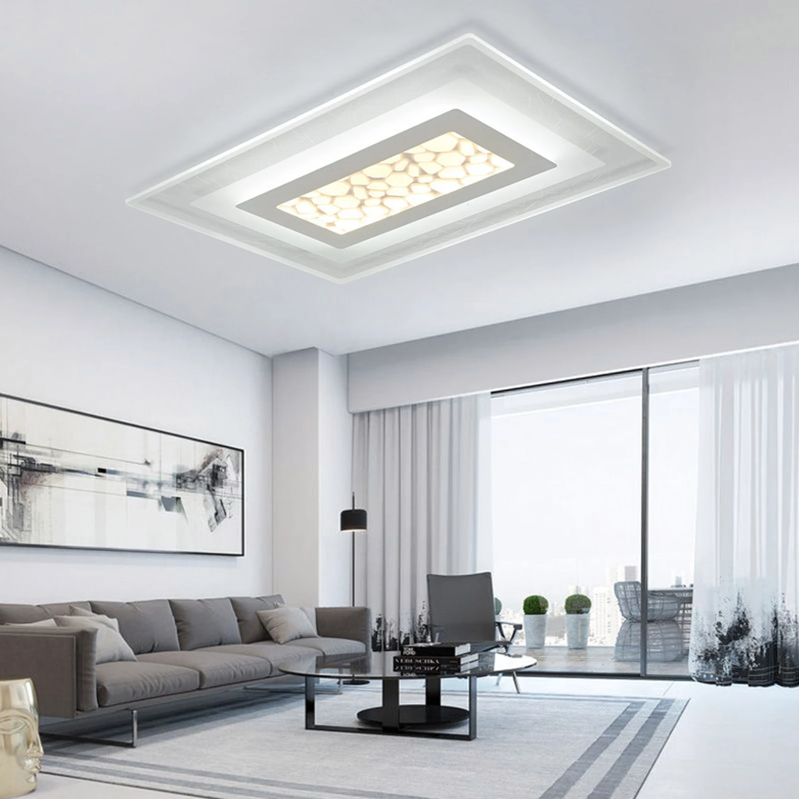 Creative Modern Flush Mount Ceiling Light Rectangular LED Ceiling Light Minimalist Decoration Ultra-Thin Chandelier Ceiling Lamp