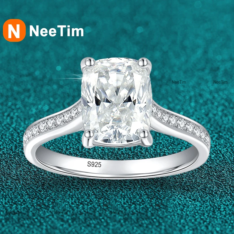 

Обручальное кольцо NeeTim с 3 каратами из муассанита, стерлинговое серебро 925 пробы с позолоченным кольцом Eternity, обручальные кольца