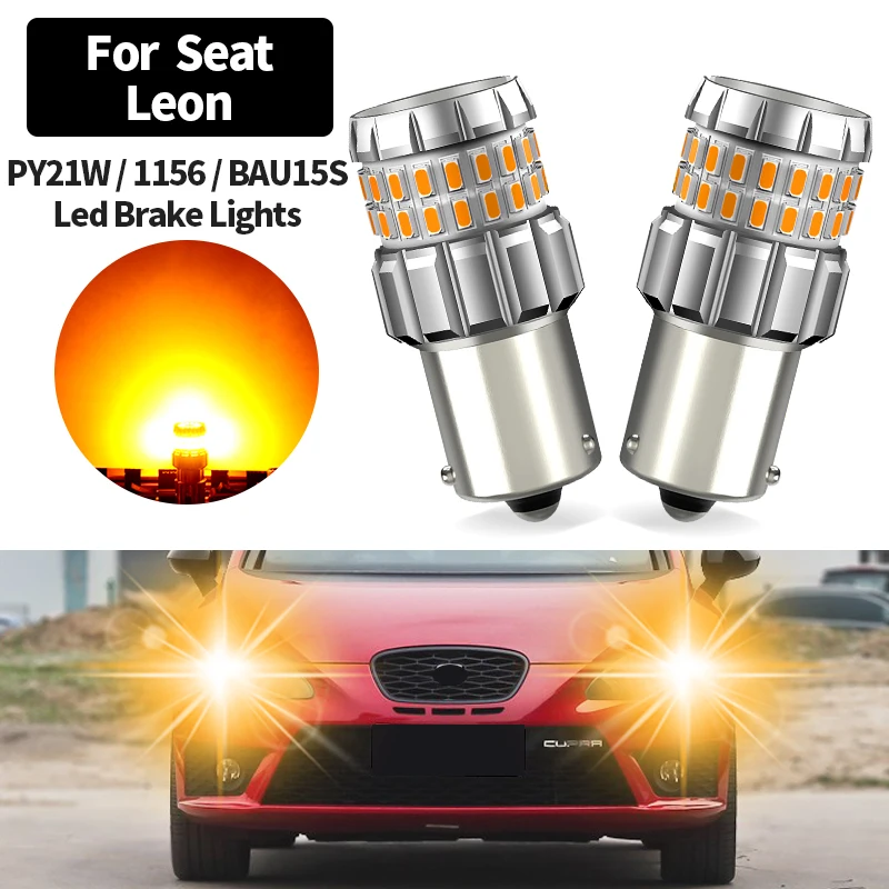 

2 шт. 1156 PY21W BAU15S светодиодный оранжевый Canbus без гипервспышки для Seat Leon MK1 1M MK2 1P 1999-2012, указатели поворота, янтарные автомобильные лампы