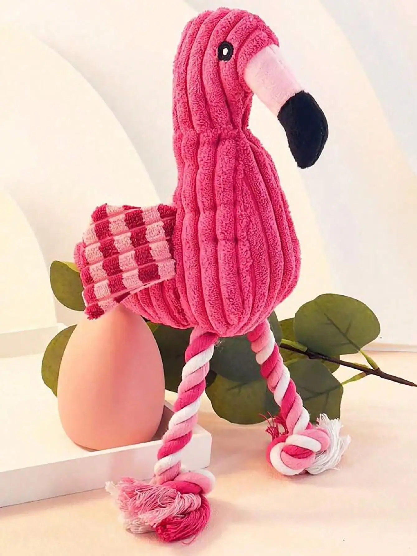Plush Flamingo Pet Toy With Sound, Helps Teeth Grinding And Puzzle Solving, Corduroy Fabric SP2406030876979970