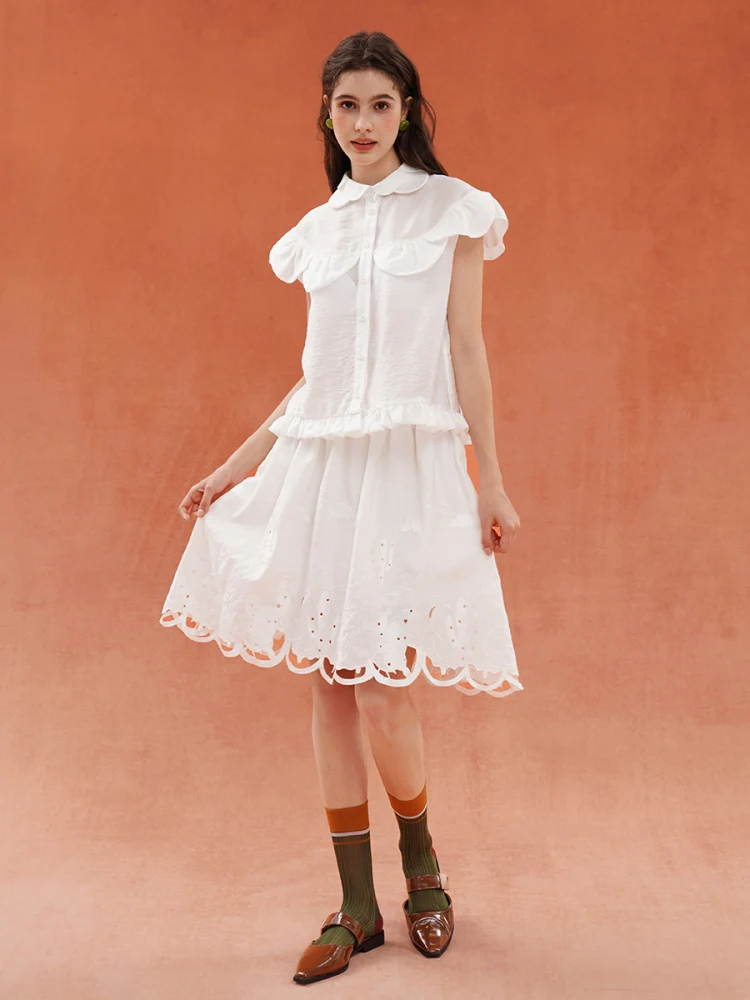 Ärmelloses, dünnes Sommerhemd mit Blütenblattkragen für Damen