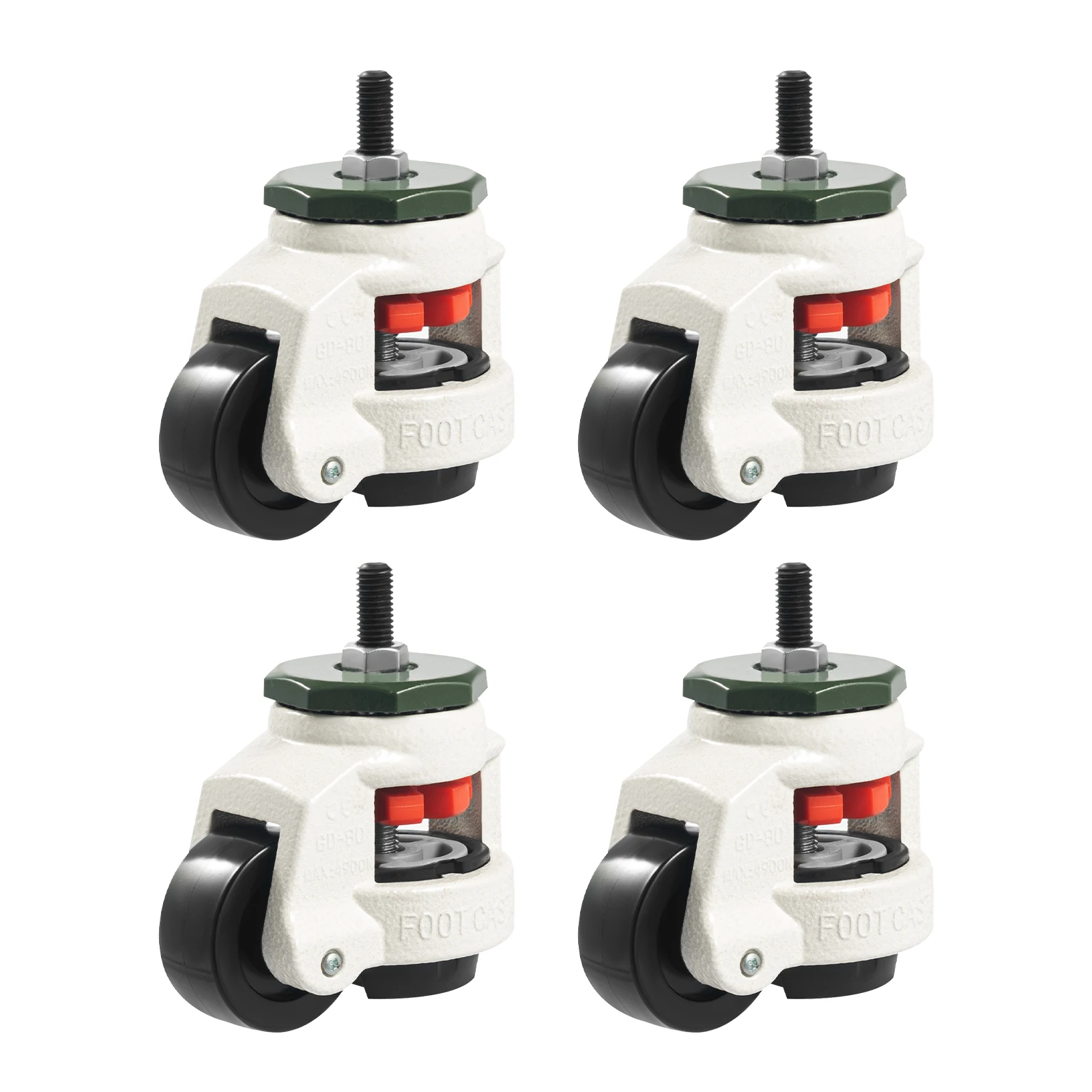 4 قطعة عجلة التسوية GD-80S عجلة نايلون 360 درجة دوارة 500 كجم تحميل عجلات قابلة للتعديل شديدة التحمل