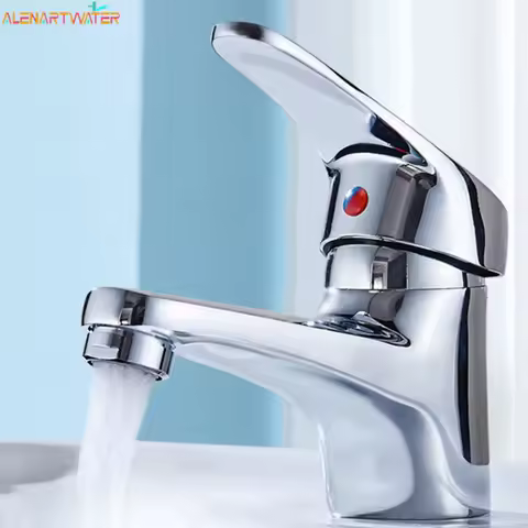 Sink Faucet Hot and Cold Water Basin Faucest Face Wash Tap Deck Mounted Basin Mixer Water Taps Chromed Faucet for Bathroom