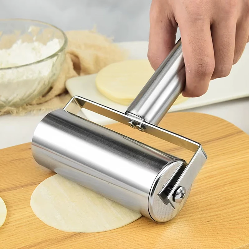 1Pieces Single/Double Head Stainless Steel Rolling Pin Non-stick Dough Pastry Roller Kitchen Dumplings Machine Outdoor Tableware