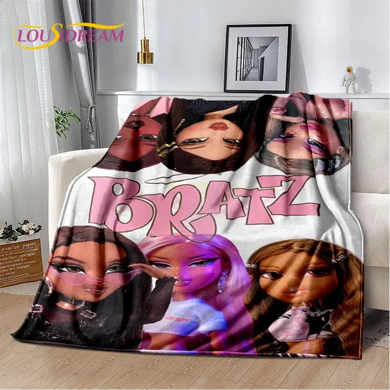 Bratz Cartoon 3D Printed Girls Blanket,Flannel Soft Throw Blanket for Home Bedroom Bed Sofa Picnic Office Hiking Cover Kids Gift