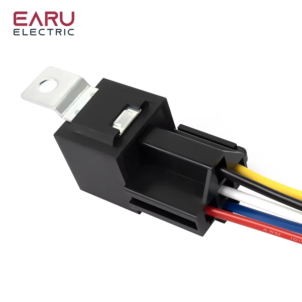 Waterproof Automotive Relay 12V 24V 4pin 5pin 4P 5P 40A Car Relay With Black Red Copper Terminal Auto Relay With Relay Socket image 6