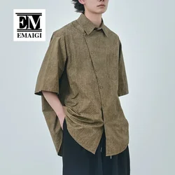 Heavyweight Washed Cotton Shirts Men Streetwear Fashion Loose Casual Short Sleeve Cargo Shirt Cityboy Oversized Shirts Blouses