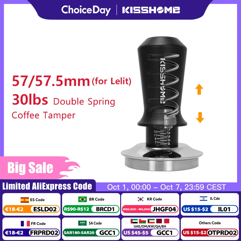 Coffee Tamper 57mm 57.5mm Distributor For Lelit Anna Tamping Station Constant Pressure 30 Lbs Espresso Accessories Barista Tools