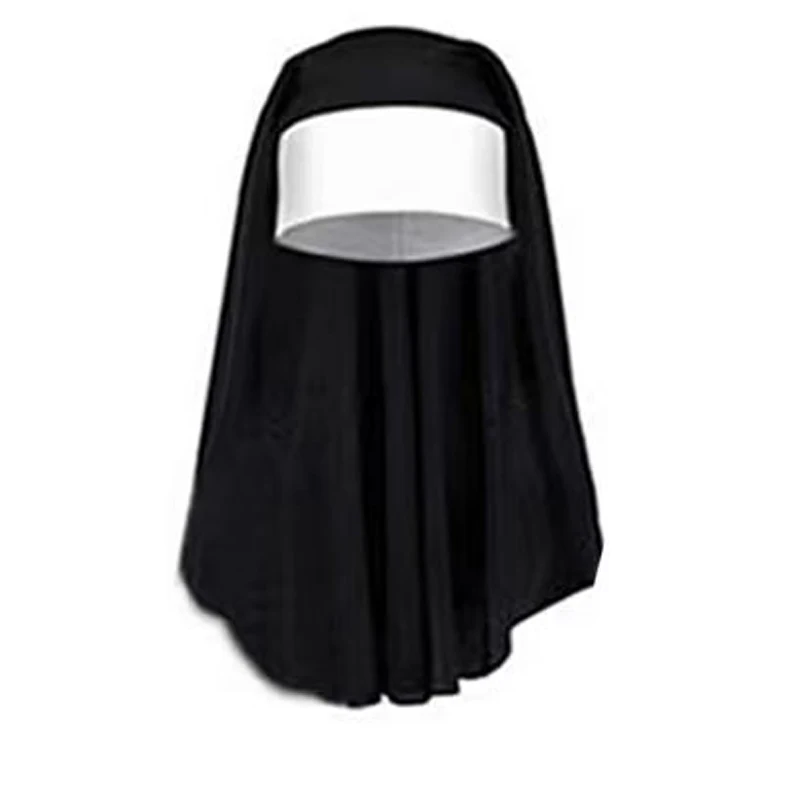 Acessórios de fantasia de festa de terror, fantasia de freira de filme de terror, roupa de freira preta Valak, colar de cruz de sacerdote conjunto de festa de três peças