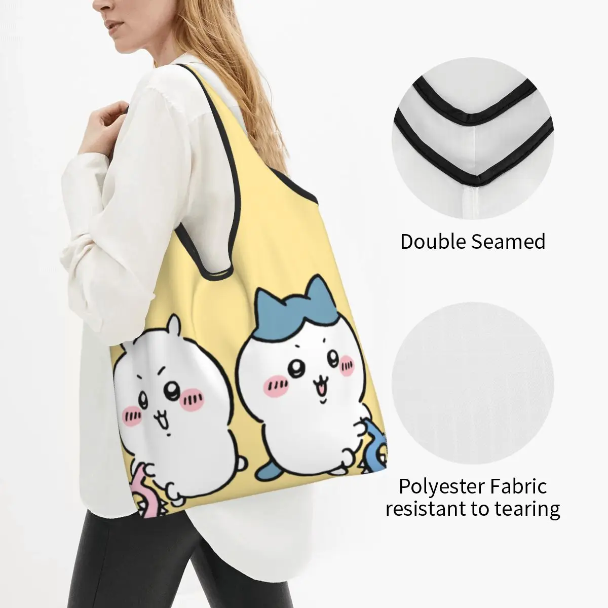 Custom Cute Cartoon Chiikawa Anime Shopping Bag Women Portable Large Capacity Grocery Popular Manga Tote Shopper Bags Handbags