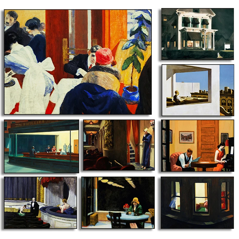 Famous Painter Edward Hopper Exhibition Realism Furniture House Museum Artist Fine Art Posters Canvas Paintings Wall Home Decor