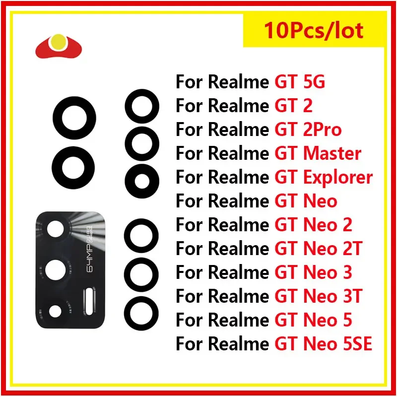 

10Pcs For OPPO Realme GT 2 Pro Neo 2 2T 3 3T 5 5SE Neo Flash GT Master Explorer Rear Back Camera Glass Lens Replacement Parts