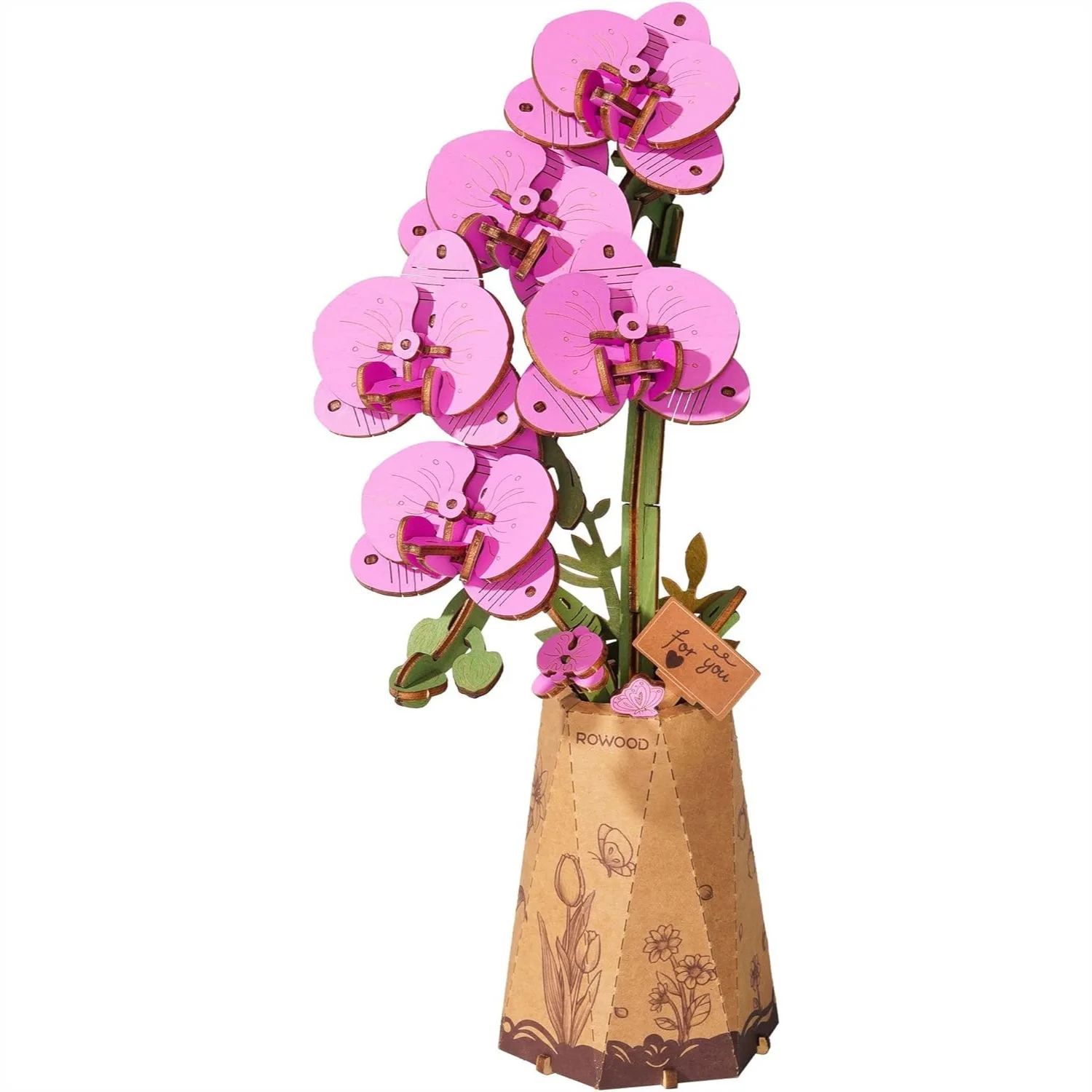 

3D Wooden Puzzles for Adults, DIY Artificial Flower Botanical Collection Building Craft Kit, Purple Moth Orchid