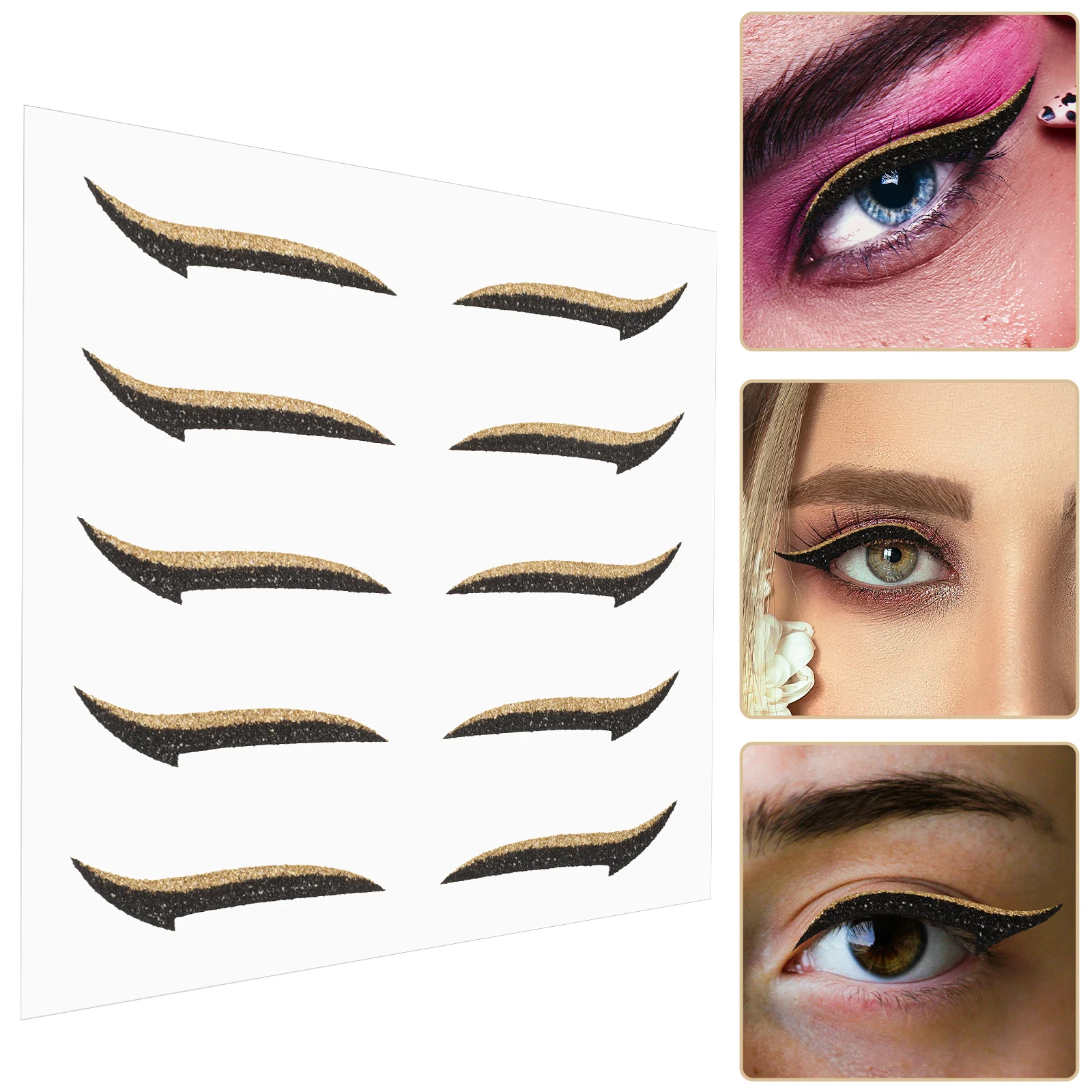 

5 Pairs Eye Makeup Stickers Liners Strip Patch Glitter Pe Glue Eyelid Tape for Party