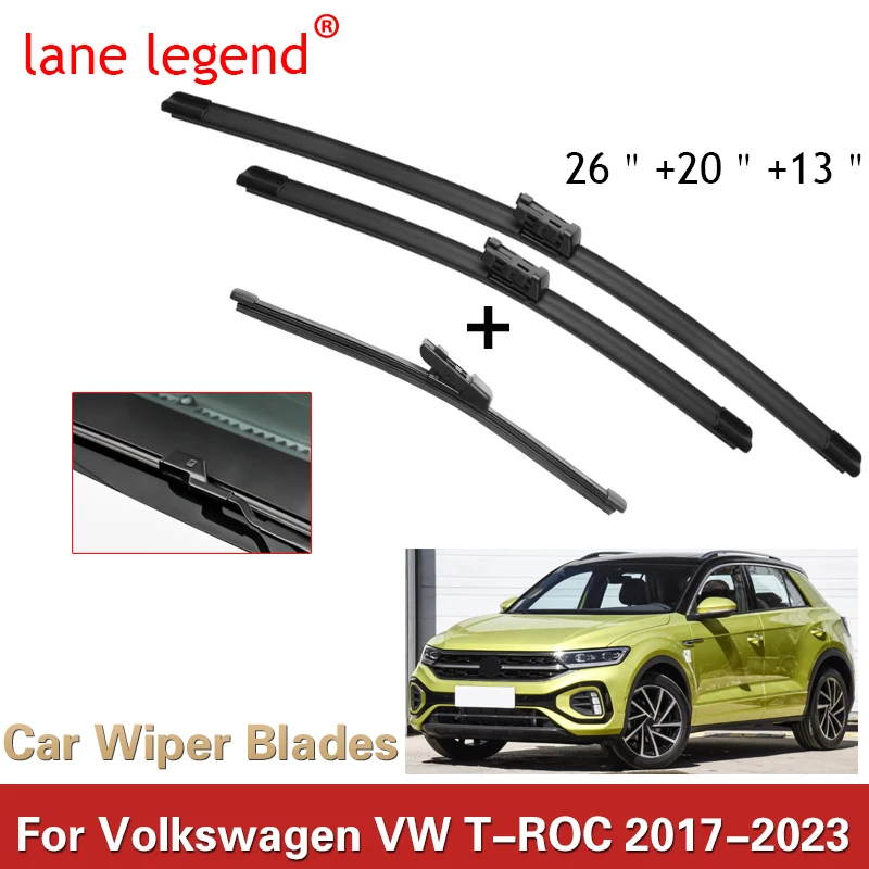 

For Volkswagen VW T-ROC 2017-2023 26"+20"+13" Front Rear Wiper Blades Windshield Windscreen Window Cutter Accessories