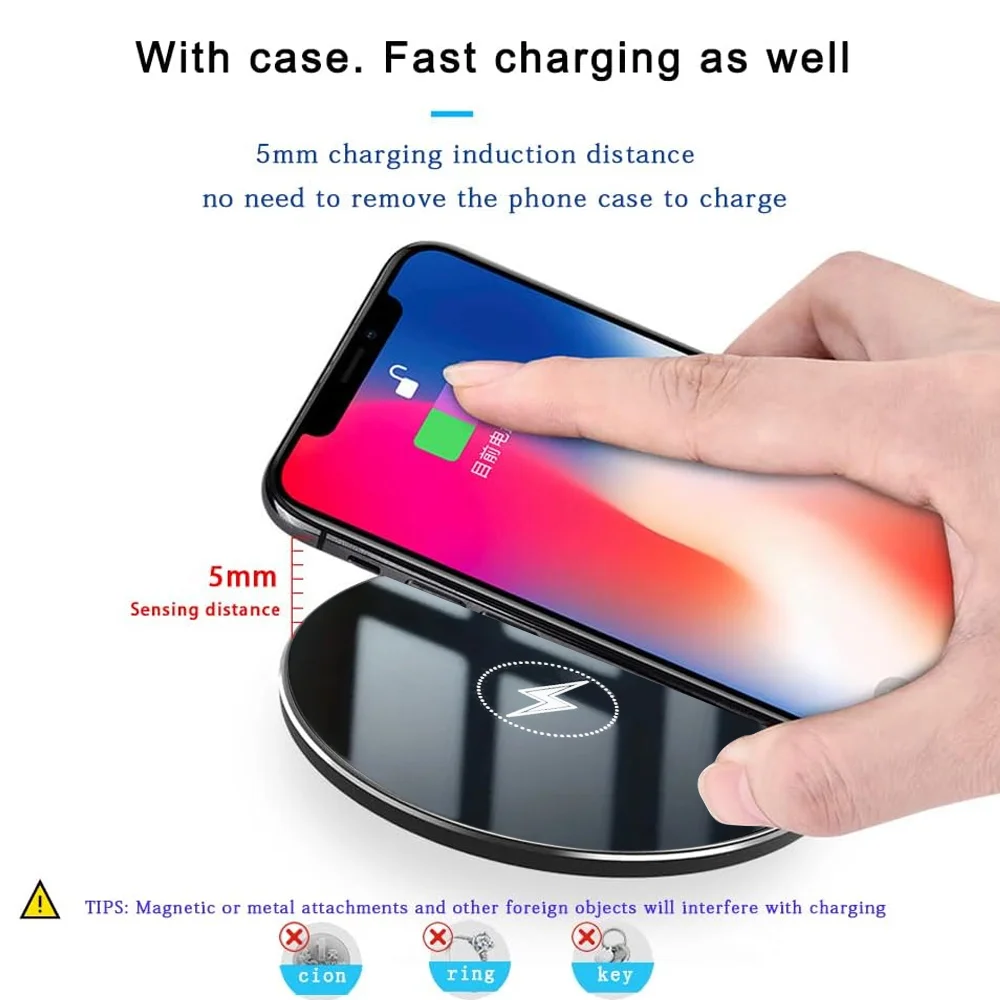 30W Mirror Wireless Charger Pad with LED Light Fast Charging for iPhone 17/16/15/14/13/12 Pro Max, Samsung S25  Xiaomi 17 15 14 view 2