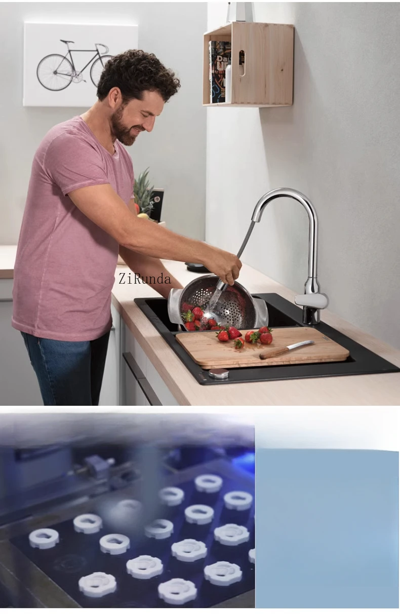 Rotary water outlet single handle table basin kitchen copper faucet