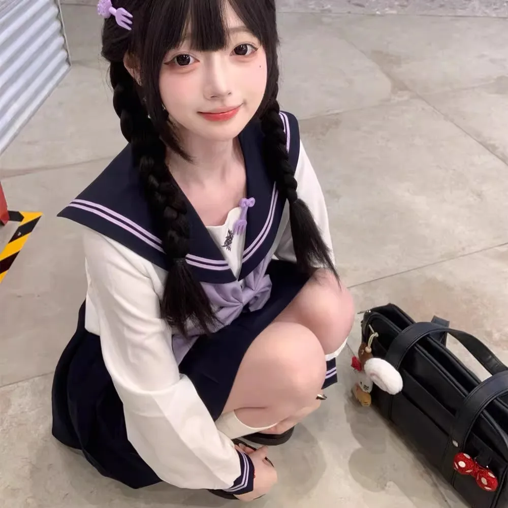 Uniforme scolastica giapponese per ragazze Vestito da marinaio Cosplay Seifuku Studente Vestito da marinaio Maniche lunghe Uniforme JK da donna coreana