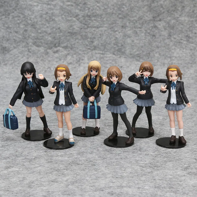 Anime 6pcs/set K-on! Figure Akiyamn Mio Yui Hirasawa Tainaka Ritsu Kotobuki Tsumugi Collectible Model Kids Toys