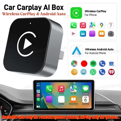 Adaptador inalámbrico Carplay Android Auto 2 en 1, adaptador carplay inalámbrico con cable para iPhone, Control inalámbrico, Plug & Play Carplay