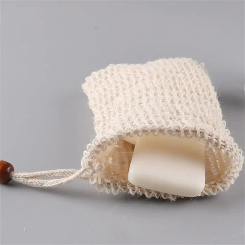 Natural Cotton Linen Foaming Soap Bag Saver Net Mesh Massage Exfoliator Pouch Bathing Bubble Maker Cleaning Tool