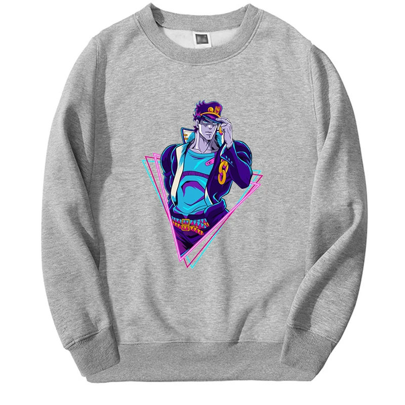 JOJO's Bizarre Adventure Unisex Hoodie Japanese Anime Kujo Jotaro Printed Men's Sweatshirts Fleece Round Neck Oversize Pullover