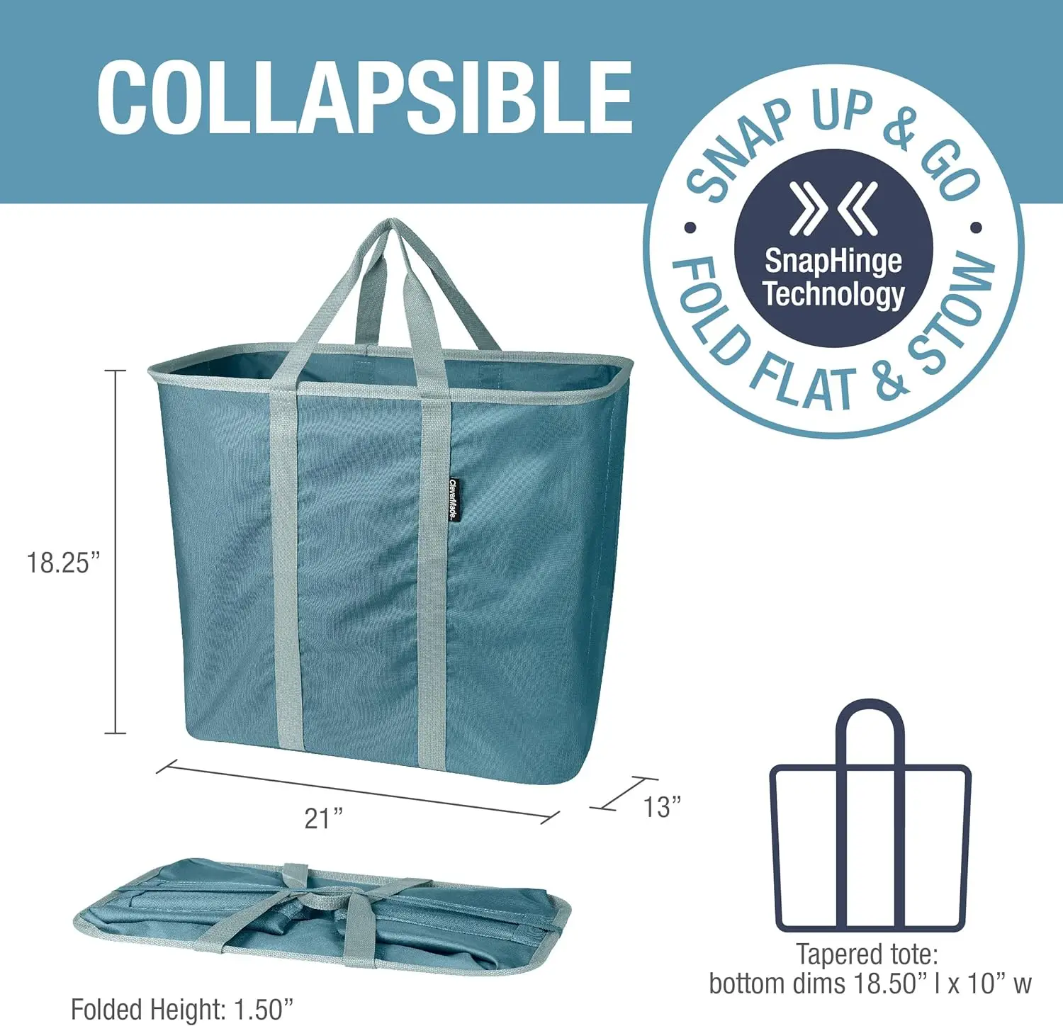 CleverMade Collapsible Laundry Caddy, Teal 2PK - 64L (17 Gal) Large Foldable Laundry Basket with Sturdy Pop-Up Wire Frame