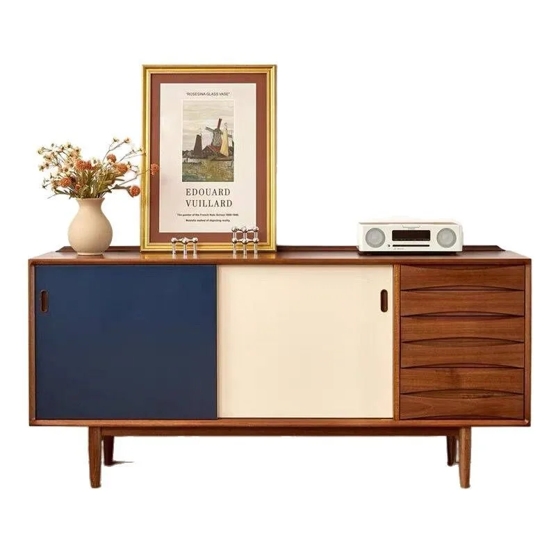 

Nordic solid wood sideboard, sliding door cabinet, living room storage drawer