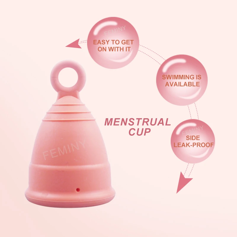 Feminy Medical Silicone Menstrual Cup With Ring Women Certified Copa Menstrual Collector Reusable Vaginal Care Health Period Cup