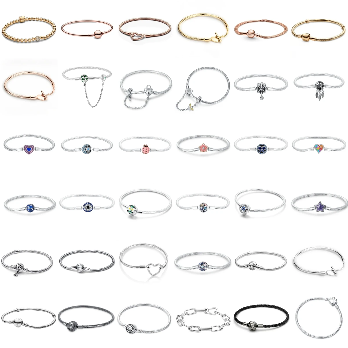 

Красивый серебряный 925 пробы, оригинальный божья коровка, подсолнух, звезды, принт лапы, пряжка, круглый браслет, подходит для DIY, мини-ювелирные изделия на день рождения, подарки