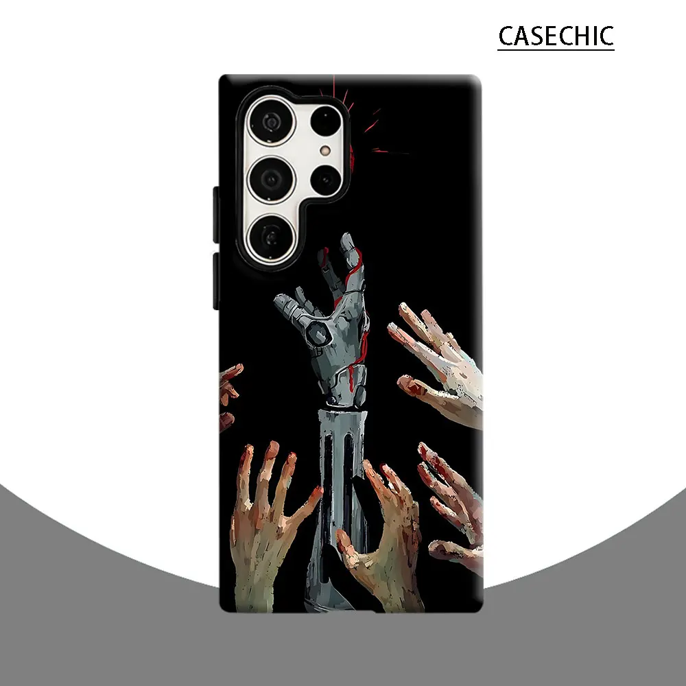 Mechanical Hand Phone Case for Samsung Galaxy S26 S25 Ultra S24 S23 Ultra Plus Shockproof Double layer tough Back Cover