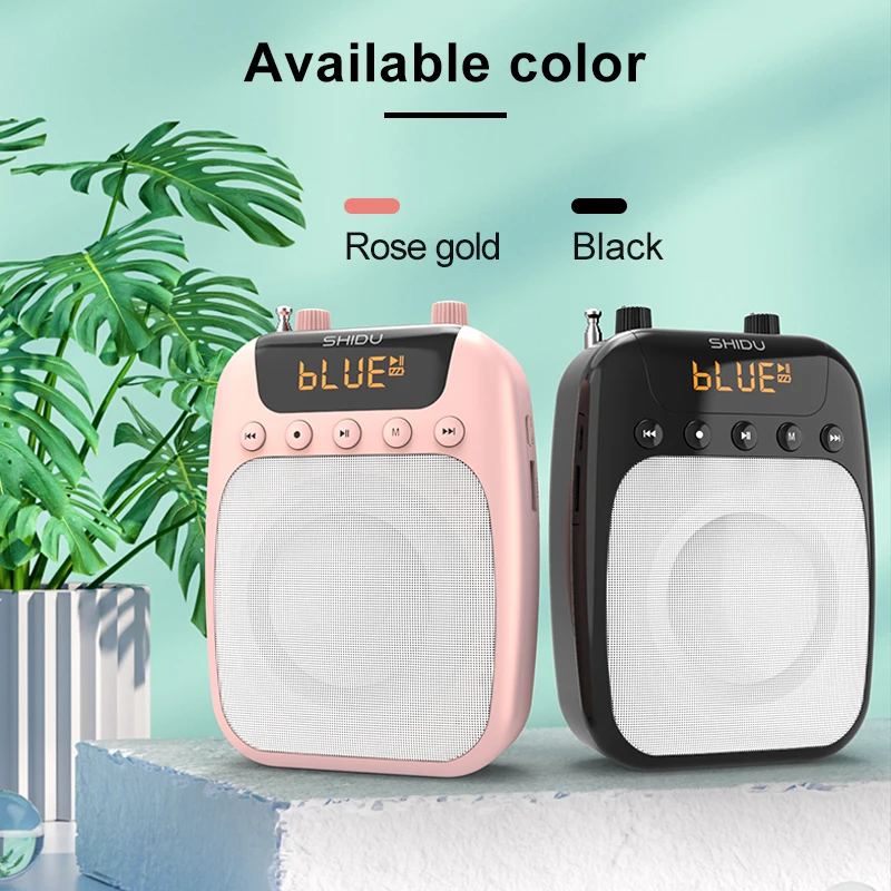 SHIDU-miniamplificador inalámbrico S358, 10W, Guía para reuniones, auriculares, micrófono, amplificador de voz inalámbrico