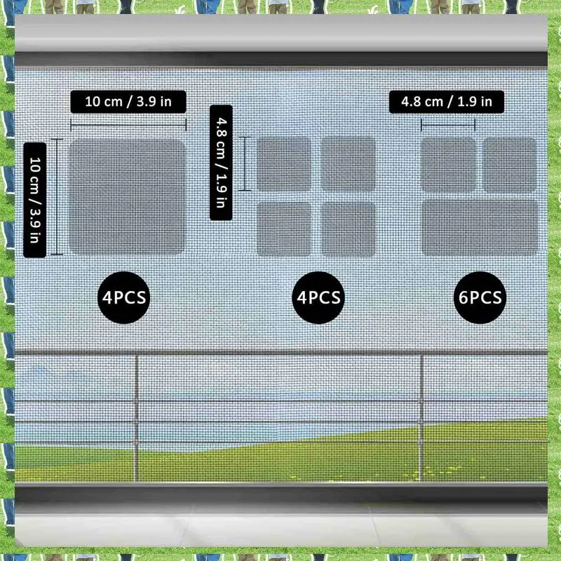 FTS 14 Sheets Window Screen Patches Repair Kit, 3 Sizes Window Screen Repair Kit For Mesh Screen Door, Screen Repair Tape