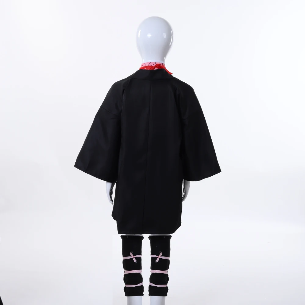 مجموعة كاملة من Nezuko Kamado التأثيرية على الطراز الياباني كيمونو وردي كيمونو مع كمامة من الخيزران لأداء مرحلة اتفاقية الرسوم المتحركة