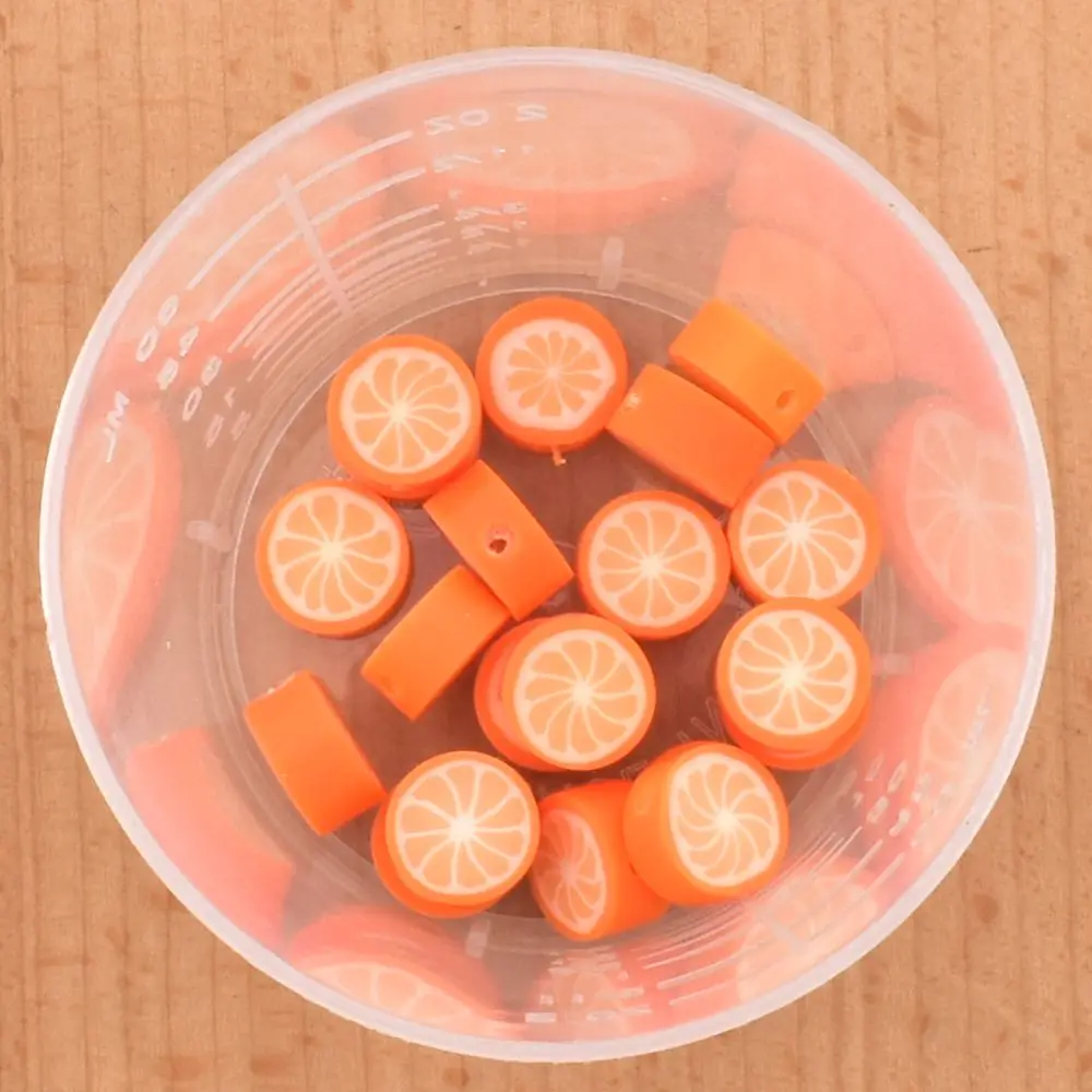 20pcs/lot Perforated Orange Round polymer clay  DIY Fashion Accessories polymer clay beads for Jewelry Making