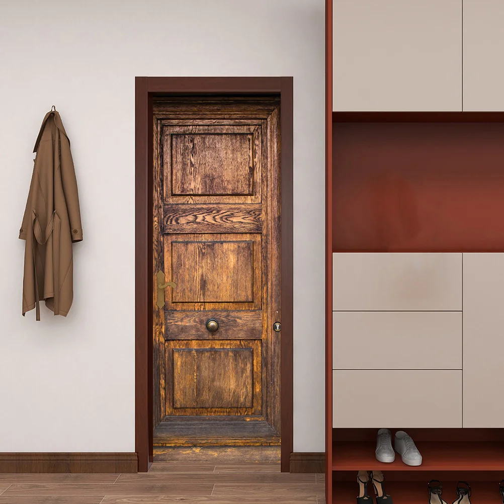 

1Pair Waterproof Door Sticker Peel Stick Self-Adhesive PVC Decal Artistic Home Decor No Residue Living Room Bedroom