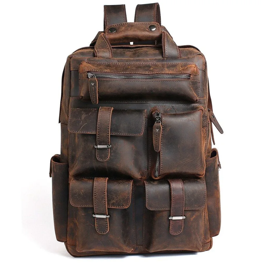 

The Shelby Backpack Handmade Genuine Leather Backpack for Daily Commute, Brown, Durable and Timeless Design