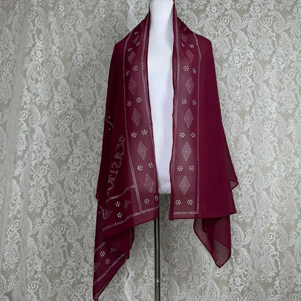 2026 Kleiner 70x180cm Chiffon Neuer Afrikanischer Netz-Hijab-Schal für Muslimische Frauen Afrikanischer Dubai Islam Kopftuch Bestickte Schals – Detail 12