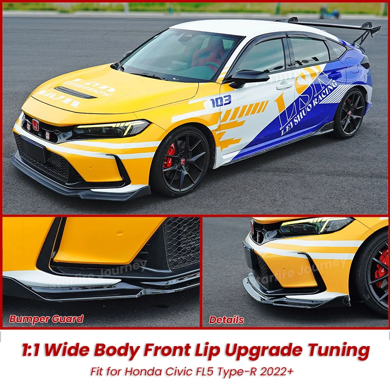 لهوندا سيفيك FL5 2022 + الجبهة الشفاه الخائن سيفيك نوع R ABS ألياف الكربون الجبهة الشفاه طقم هيكل السيارة هوندا اكسسوارات
