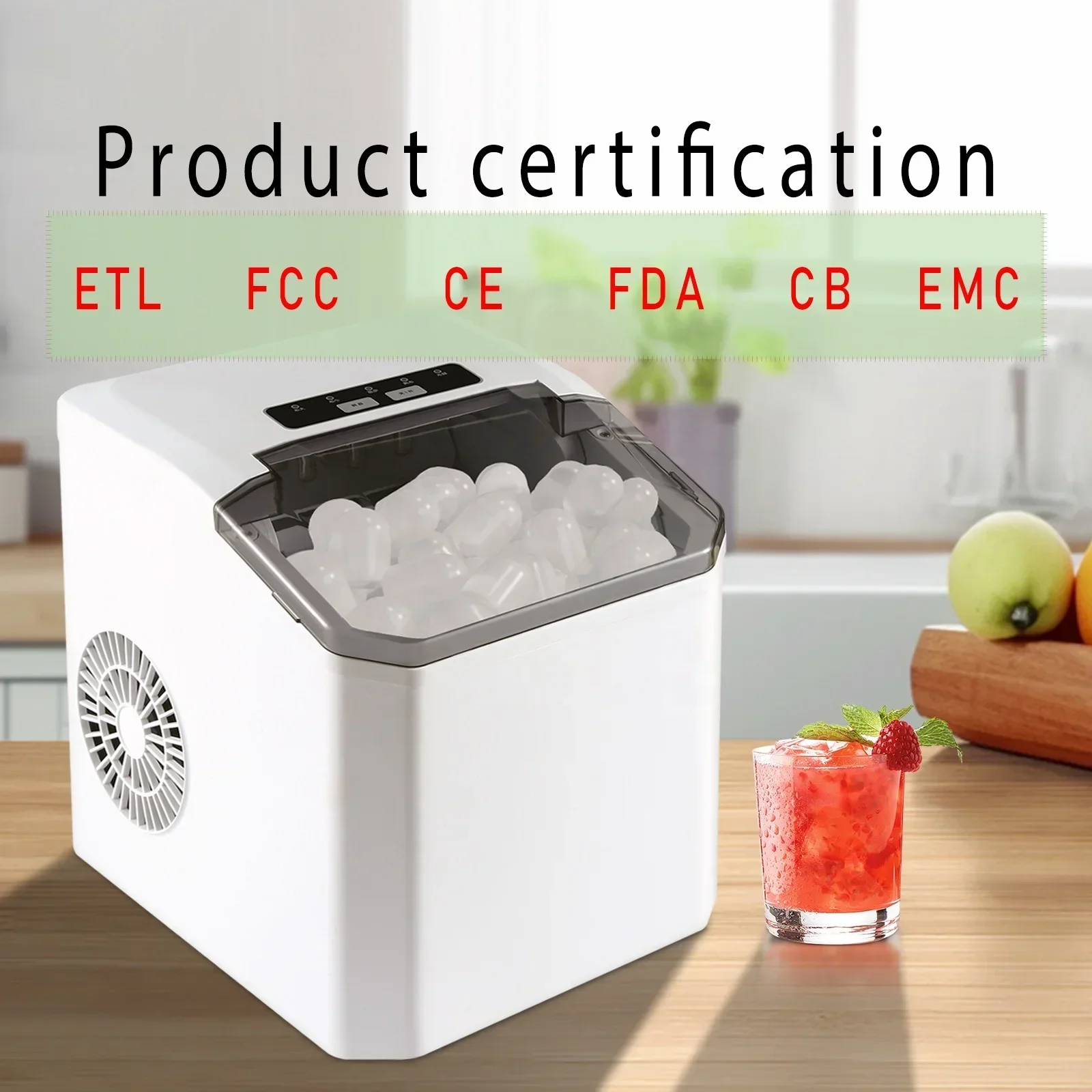 YYHC-Portable Automatic Ice Maker 12KG Mini Ice Maker Commercial Tube Ice Machine